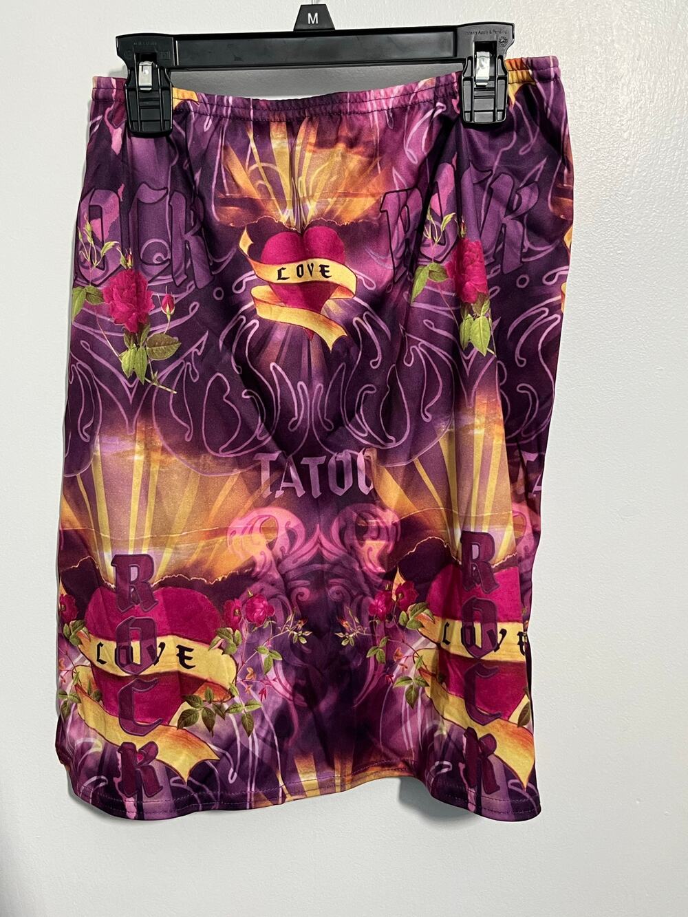 VTG Y2K Girlfriends LA Skirt XS Purple Heart Tattoo Skater Rock Love Whimsygoth